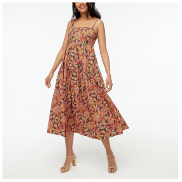 J. Crew Petite Tie Back Cotton Floral Sleeveless Maxi Dress Size 10P NWT - Picture 1 of 10
